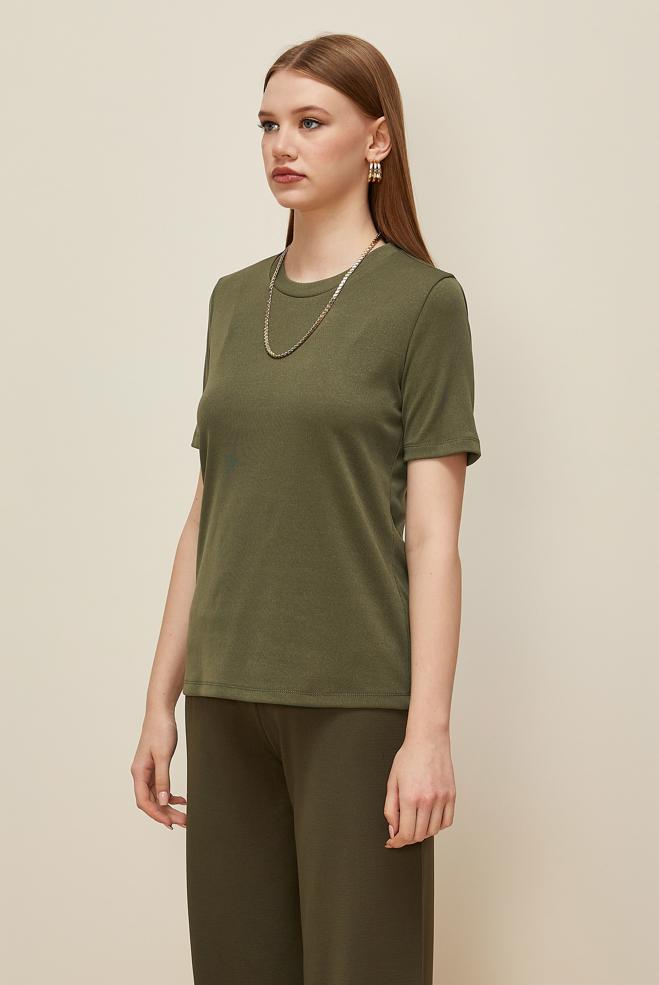 Vêtements hijab KAKI CHEMISIER À MANCHES COURTES 46145 - ALVİNA