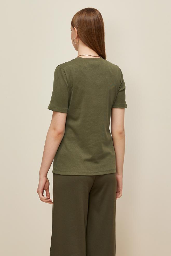 Vêtements hijab KAKI CHEMISIER À MANCHES COURTES 46145 - ALVİNA