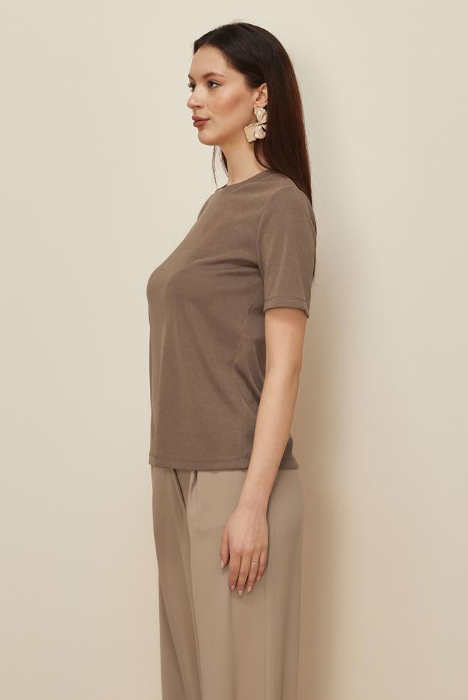 Tesettür giyim KAHVE KISA KOLLU BLUZ 46145 - ALVİNA