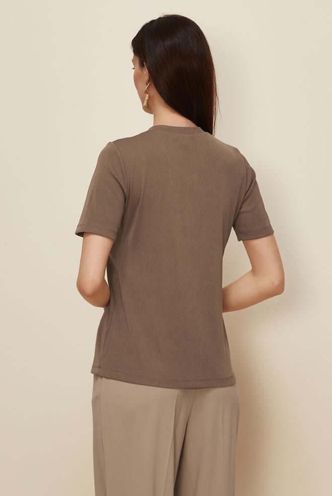 Tesettür giyim KAHVE KISA KOLLU BLUZ 46145 - ALVİNA