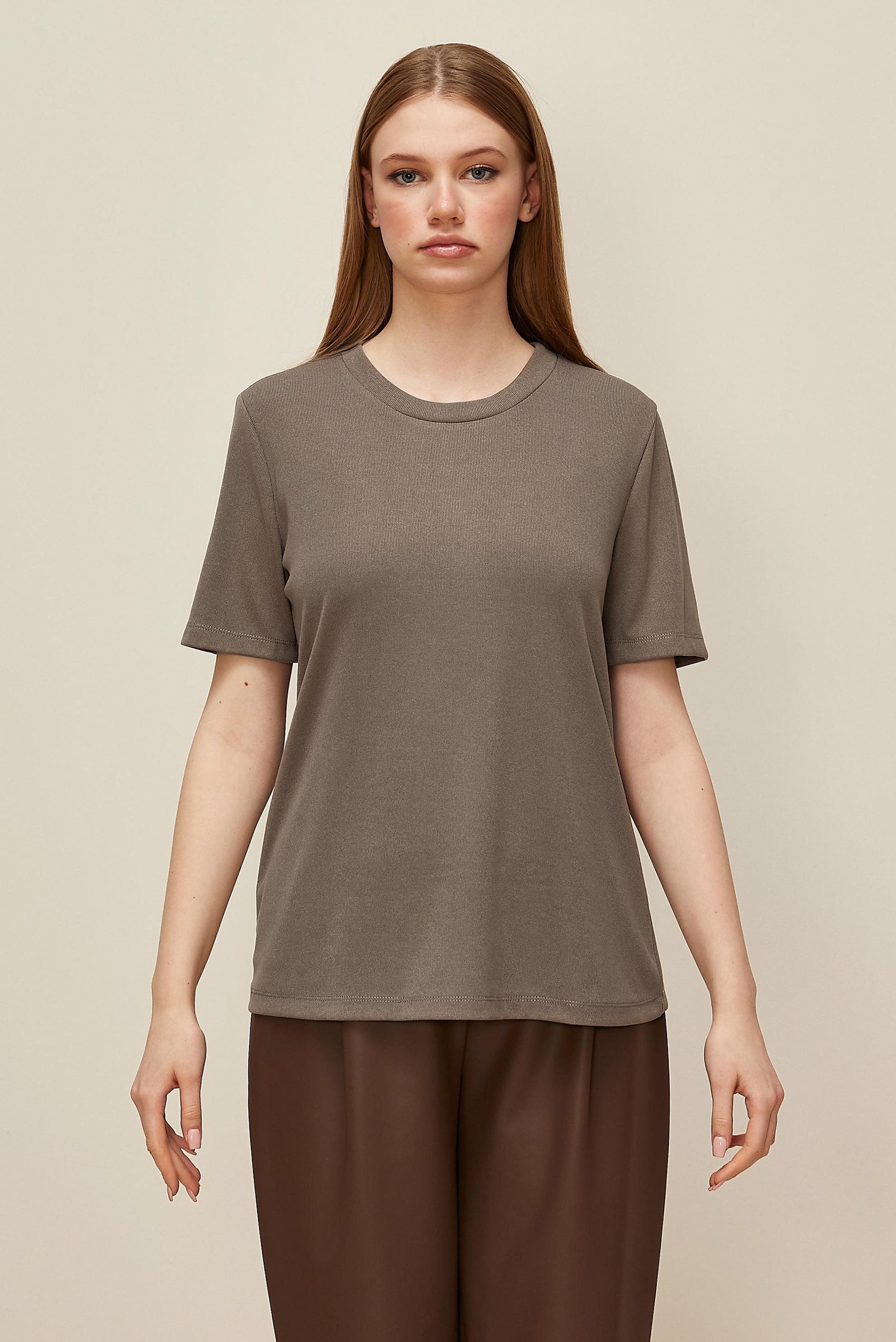 Tesettür giyim VİZON KISA KOLLU BLUZ 46145