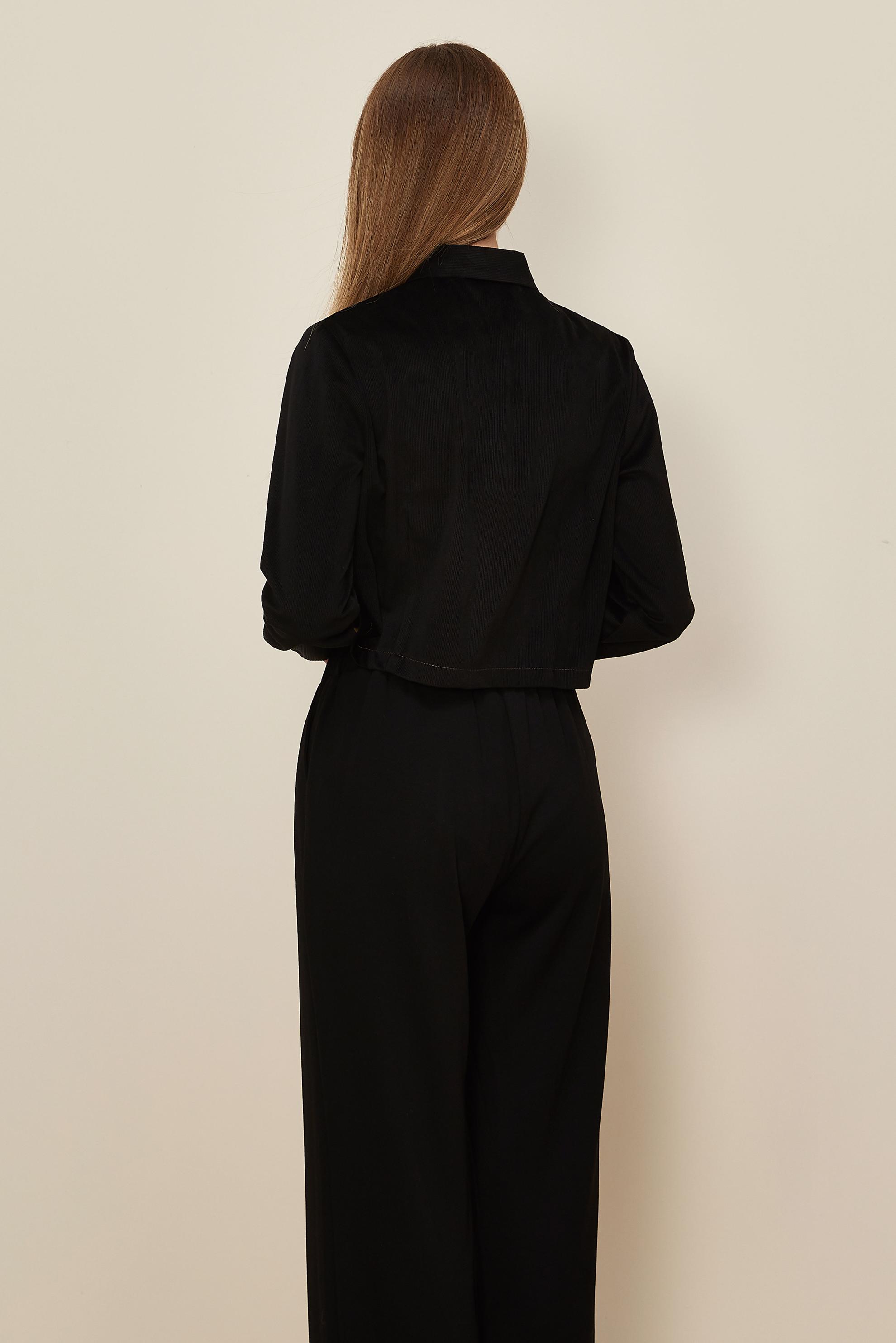 Hijab clothing BLACK BUTTON DETAILED SUEDE BLOUSE 46238