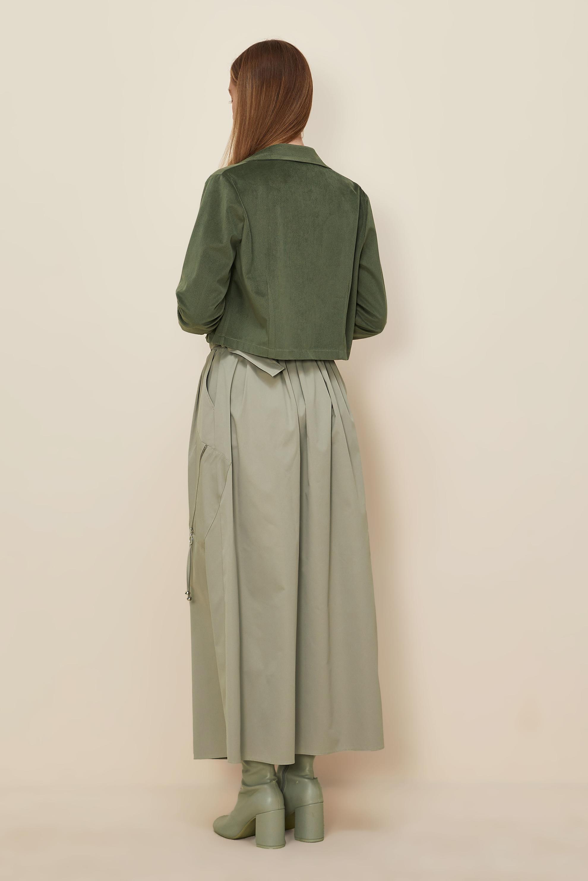 Hijab clothing KHAKI BUTTON DETAILED SUEDE BLOUSE 46238