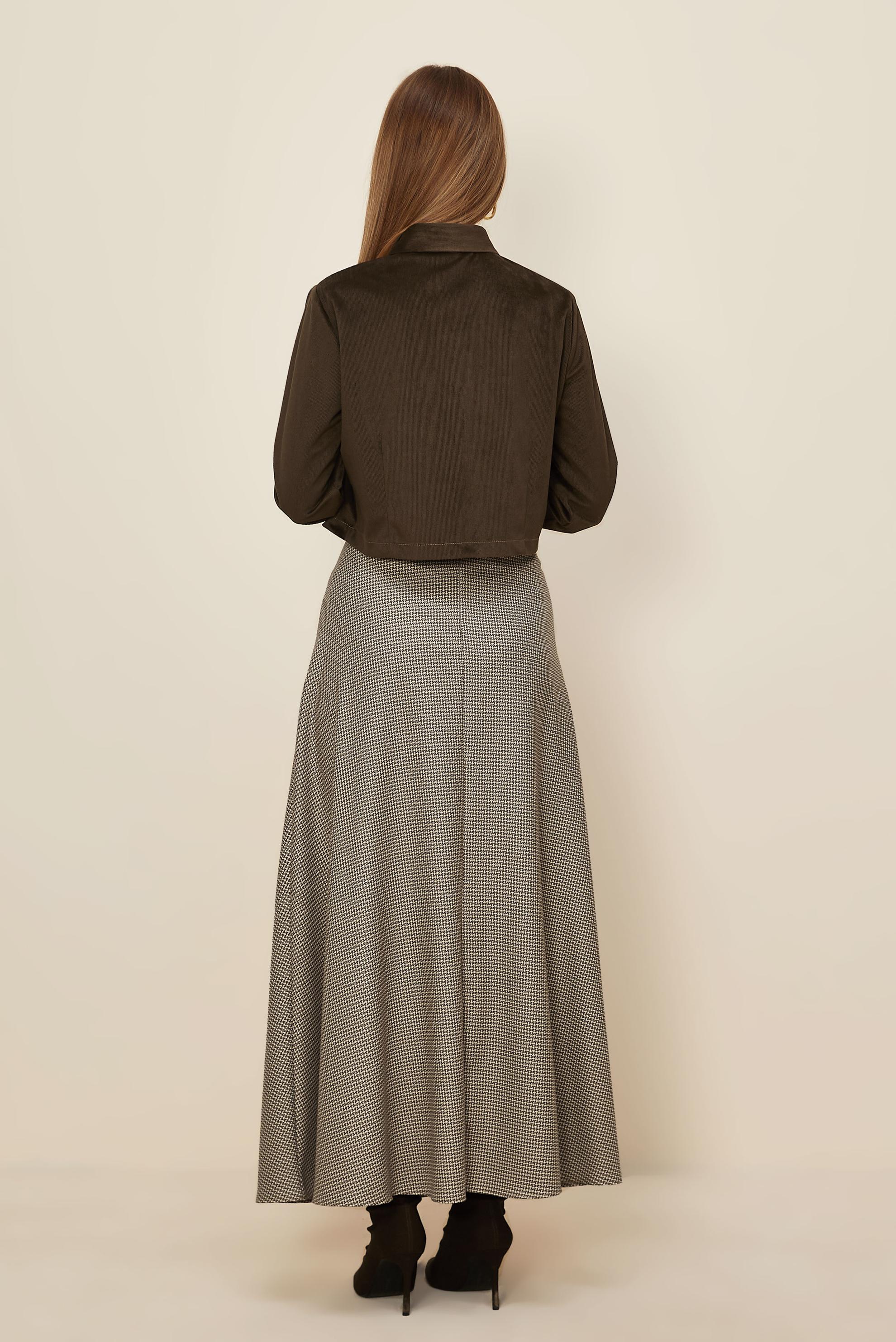 Hijab clothing BROWN BUTTON DETAILED SUEDE BLOUSE 46238