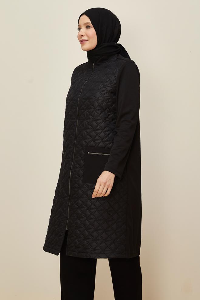 Vêtements hijab NOIR VESTE GRANDE TAILLE 20645 - ALVİNA