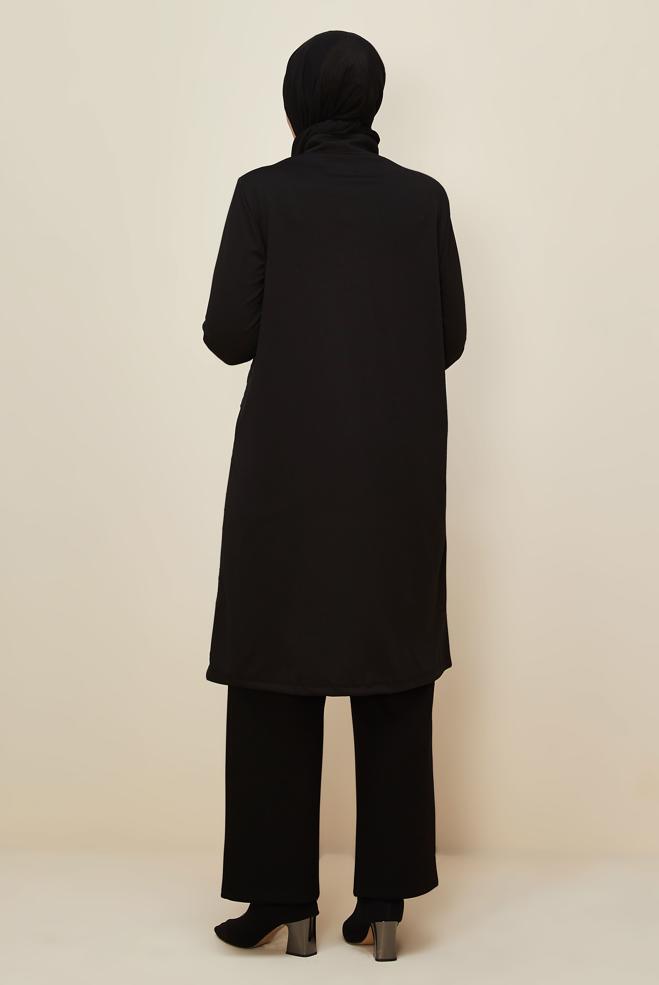 Vêtements hijab NOIR VESTE GRANDE TAILLE 20645 - ALVİNA