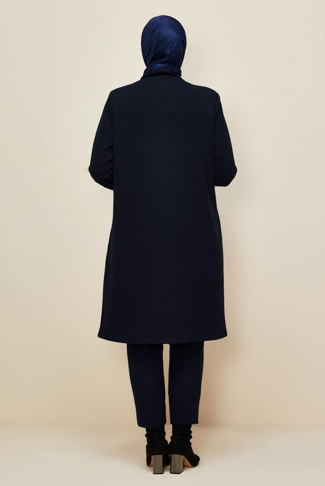 Vêtements hijab BLEU MARINE VESTE GRANDE TAILLE 20645 - ALVİNA