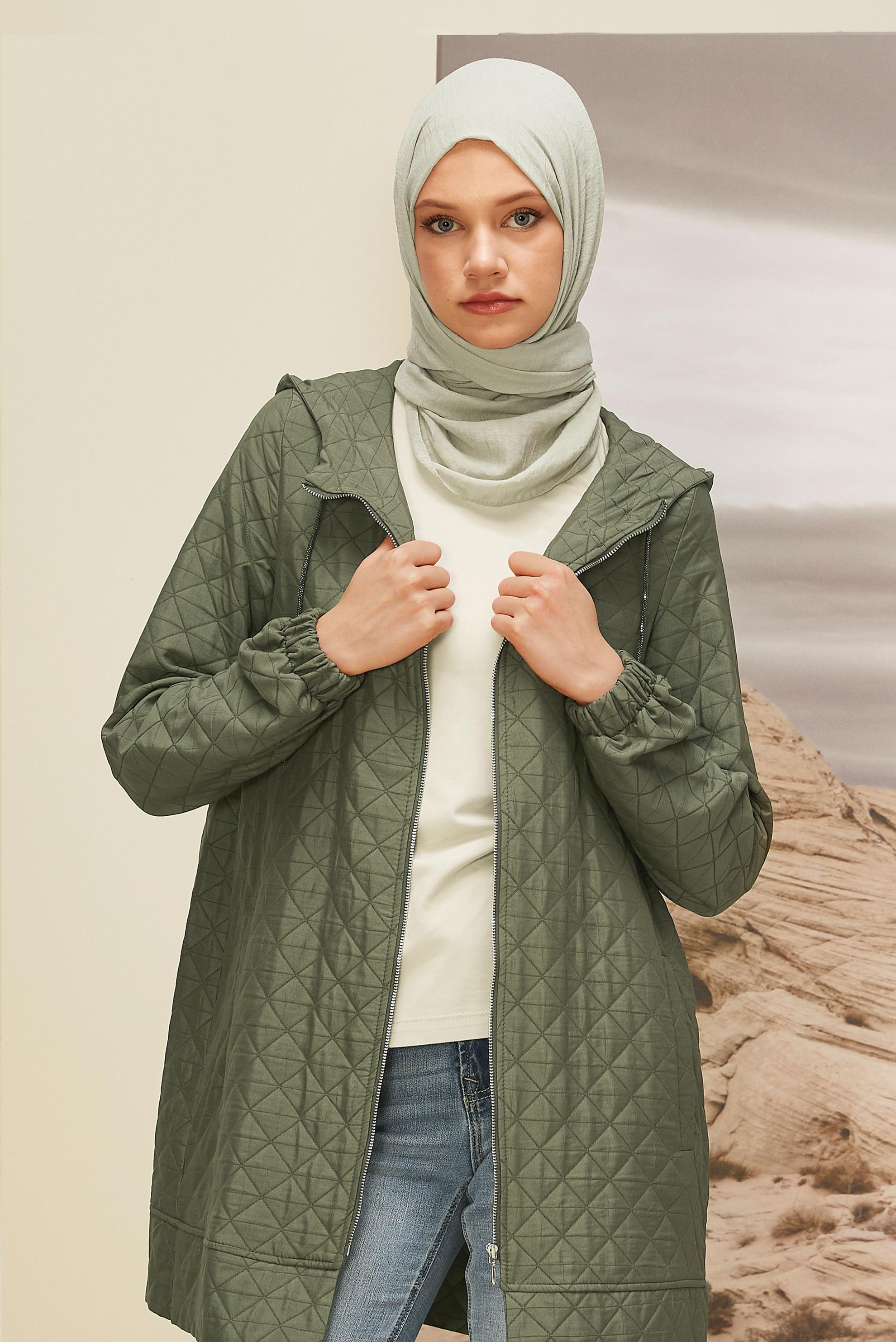 Hijab clothing KHAKI QUILTED JACKET 45290