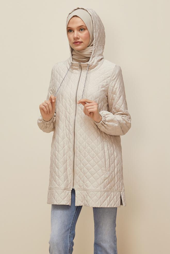 Tesettür giyim BEJ KAPİTONE GİY ÇIK 45290 - ALVİNA