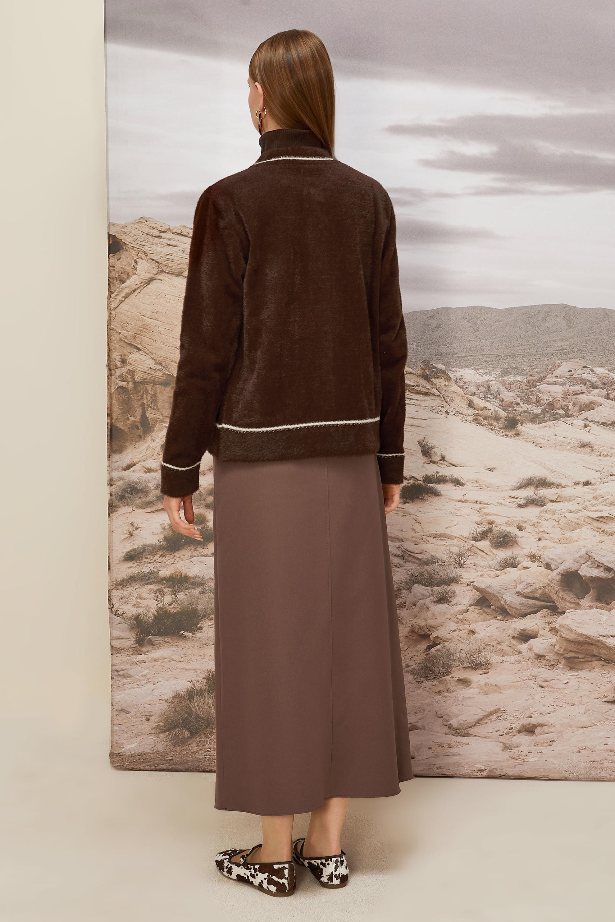 Tesettür giyim KAHVE DÜĞME DETAYLI TRİKO CEKET 45932