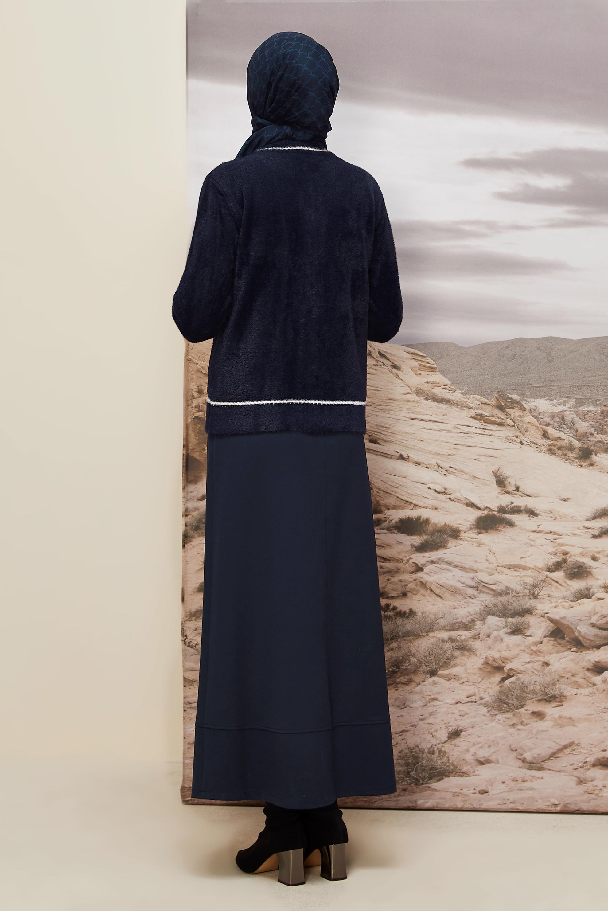 Tesettür giyim LACİVERT DÜĞME DETAYLI TRİKO CEKET 45932