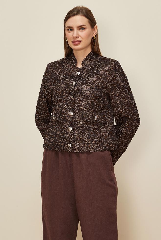 Tesettür giyim KAHVE 45936 JAKAR 77521 CEKET 38-42 TEK 40 - ALVİNA