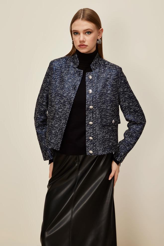 Tesettür giyim LACİVERT JAKAR CEKET 45936 - ALVİNA