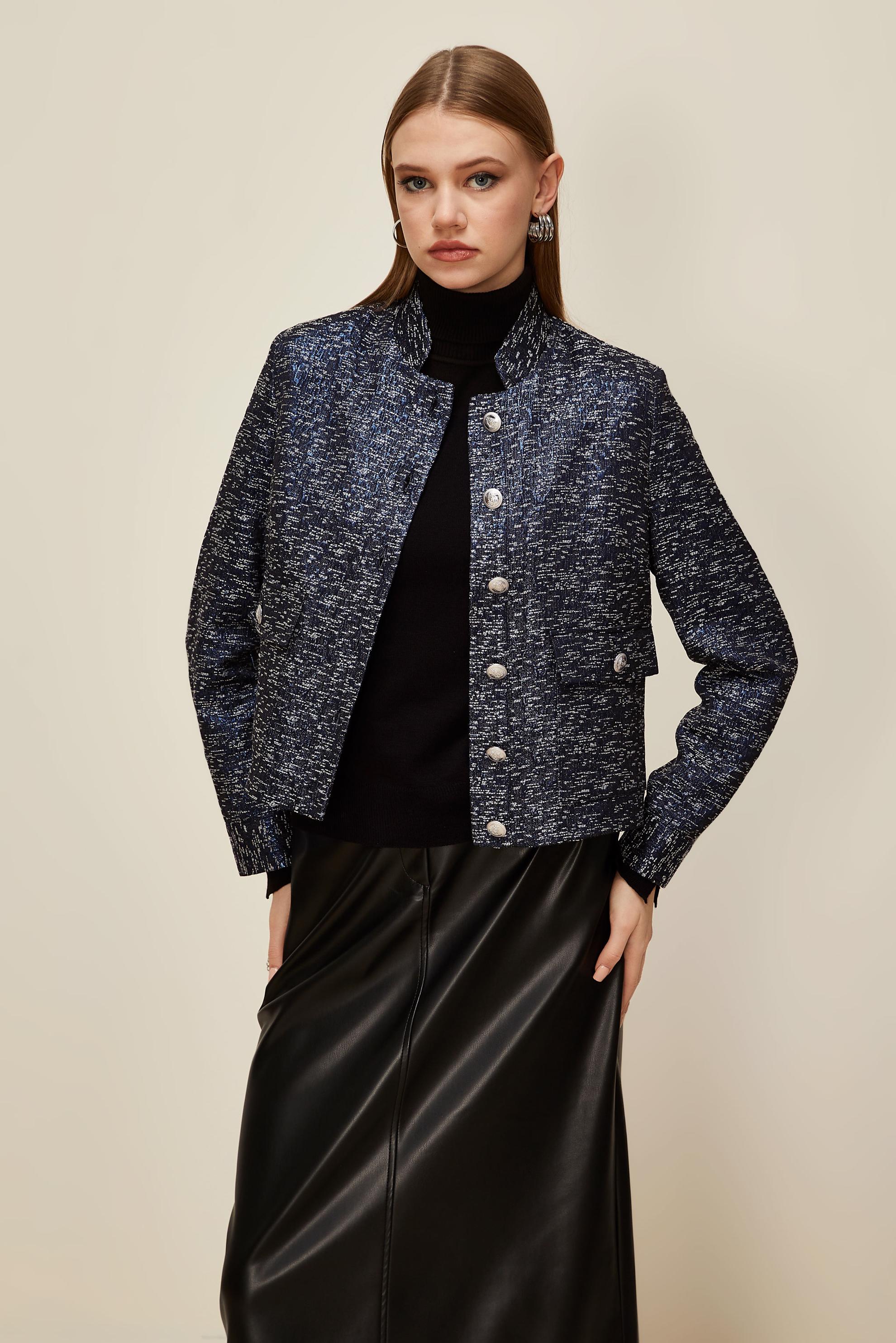 Tesettür giyim LACİVERT JAKAR CEKET 45936