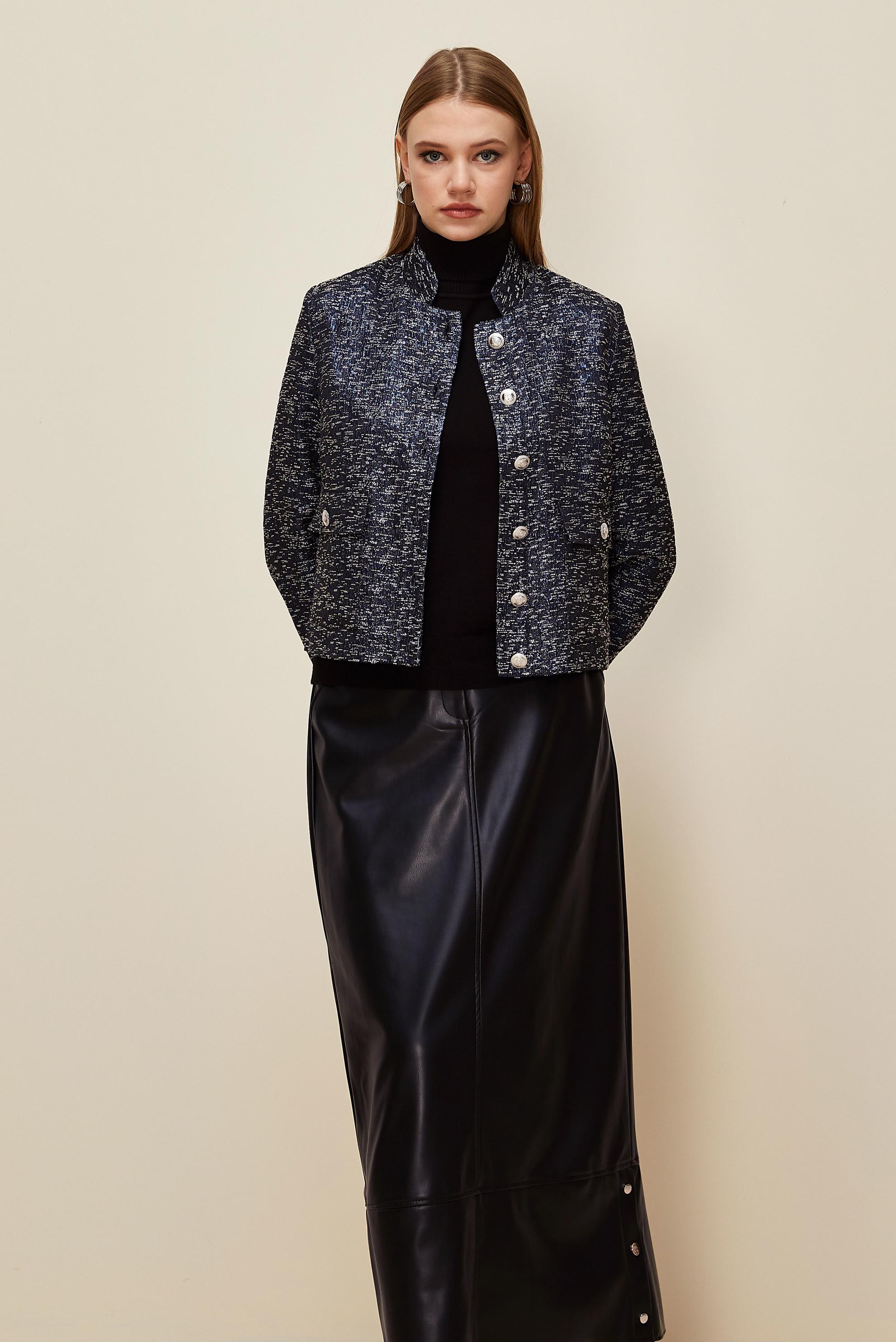 Tesettür giyim LACİVERT JAKAR CEKET 45936