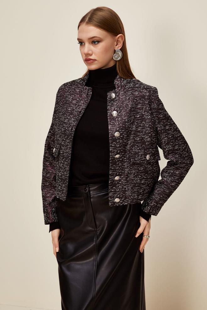 Tesettür giyim MÜRDÜM JAKAR CEKET 45936 - ALVİNA