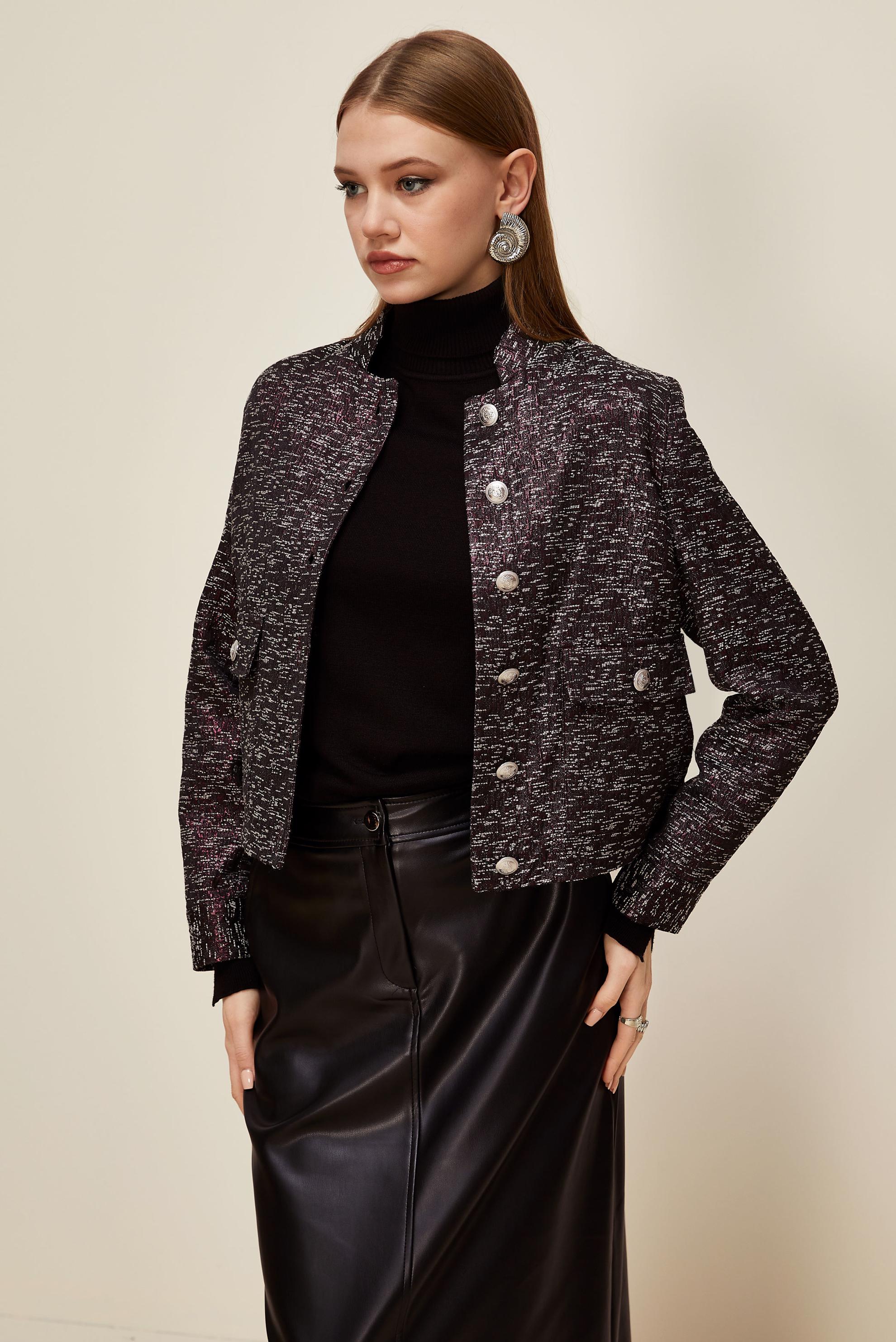 Tesettür giyim MÜRDÜM JAKAR CEKET 45936