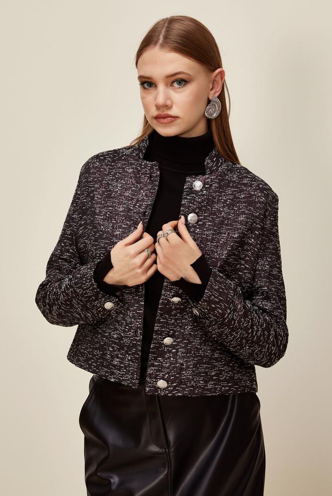 Tesettür giyim MÜRDÜM JAKAR CEKET 45936 - ALVİNA