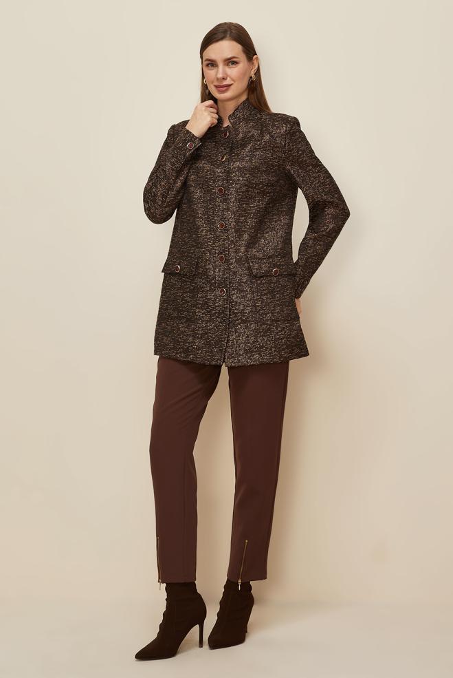 Tesettür giyim KAHVE 45938 JAKAR 77521 CEKET 38-44 TEK 42 - ALVİNA