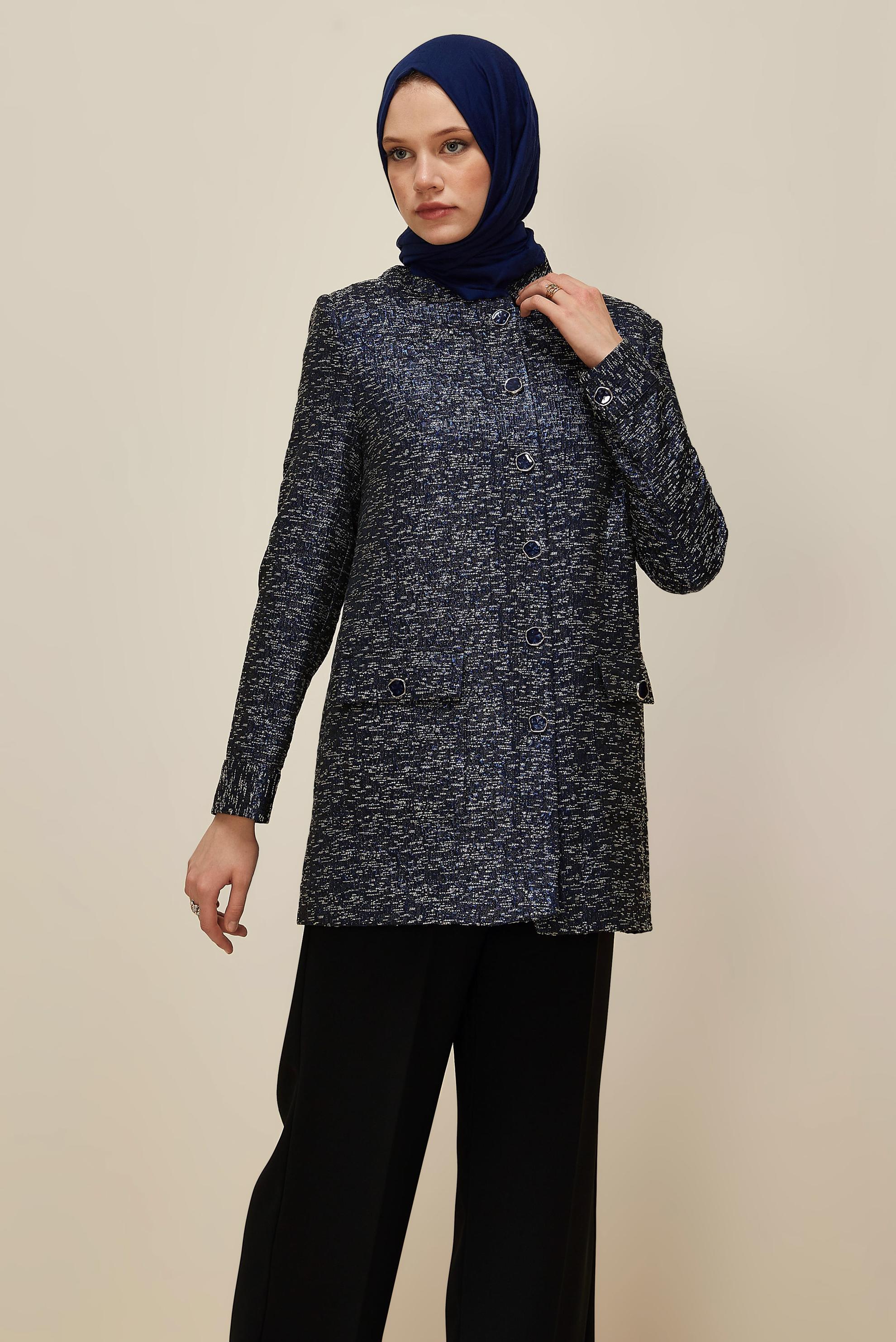 Tesettür giyim LACİVERT JAKAR CEKET 45938
