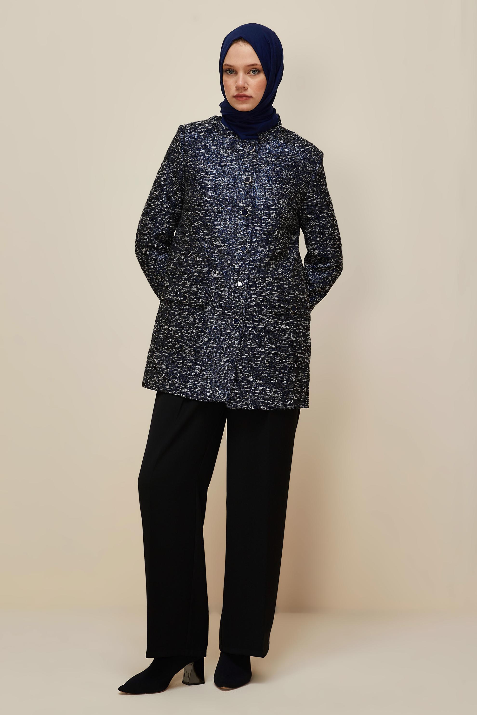 Tesettür giyim LACİVERT JAKAR CEKET 45938