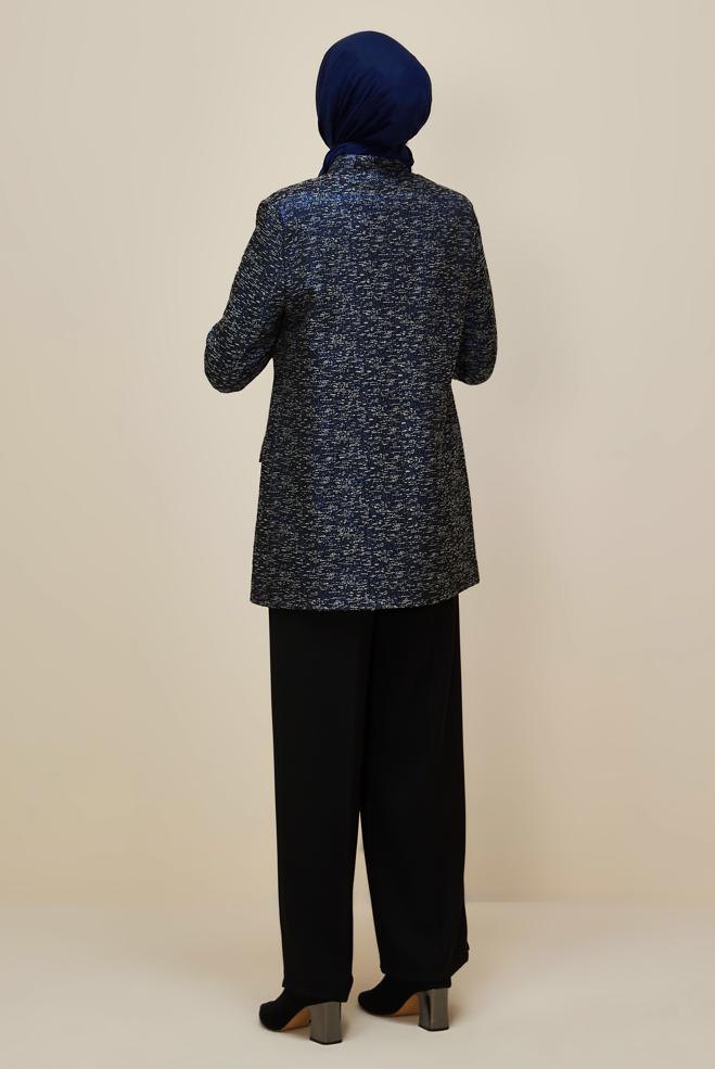 Tesettür giyim LACİVERT JAKAR CEKET 45938 - ALVİNA
