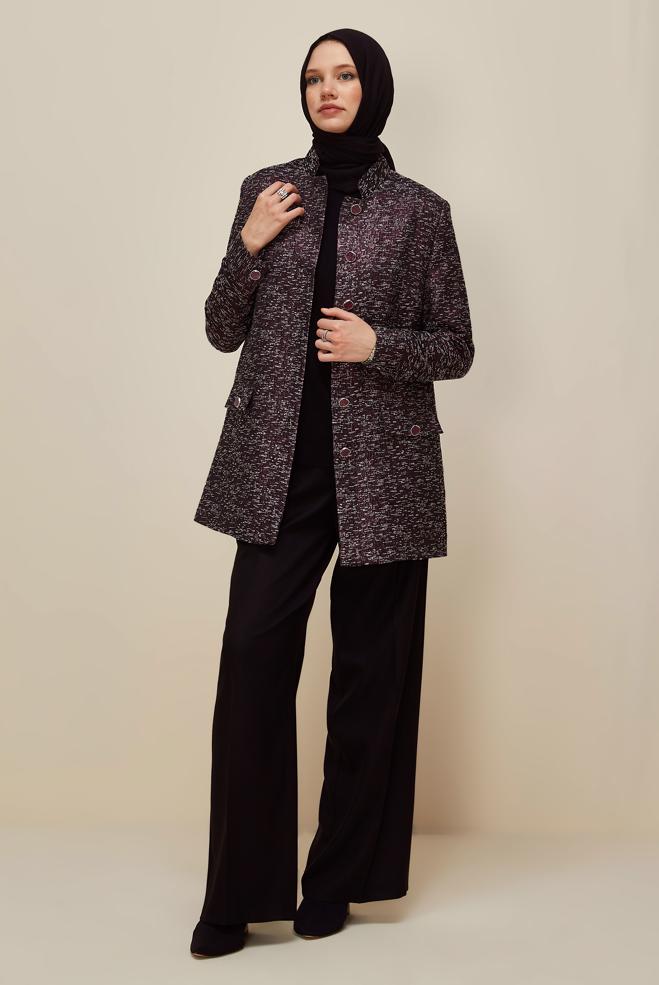 Tesettür giyim MÜRDÜM JAKAR CEKET 45938 - ALVİNA