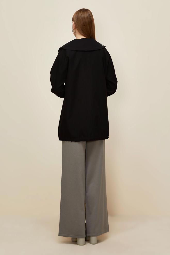 Tesettür giyim SİYAH BÜZGÜLÜ GİY ÇIK 45982 - ALVİNA