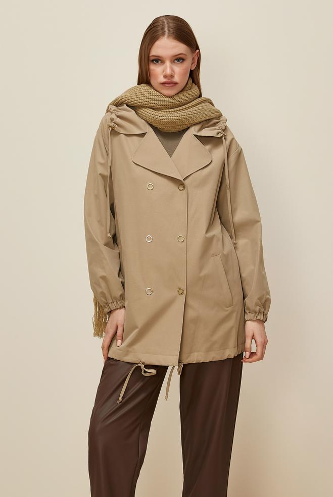 Tesettür giyim KAHVE BÜZGÜLÜ GİY ÇIK 45982 - ALVİNA