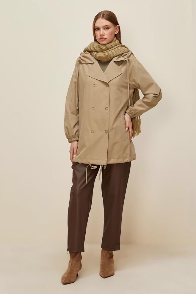 Tesettür giyim KAHVE BÜZGÜLÜ GİY ÇIK 45982 - ALVİNA