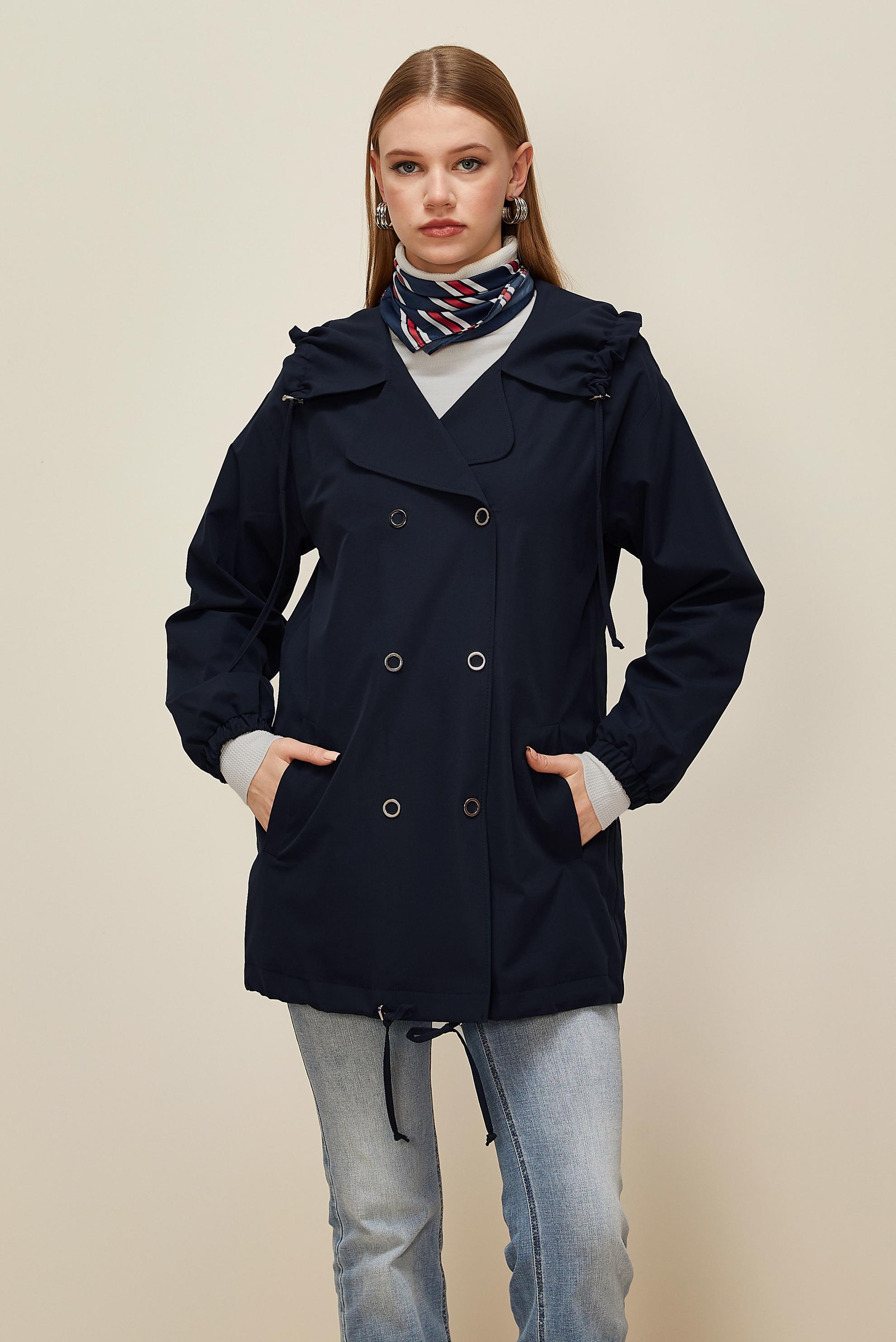 Hijab clothing NAVY BLUE SMOCKED JACKET 45982