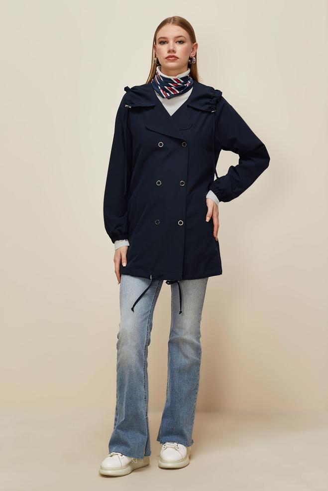 Tesettür giyim LACİVERT BÜZGÜLÜ GİY ÇIK 45982 - ALVİNA