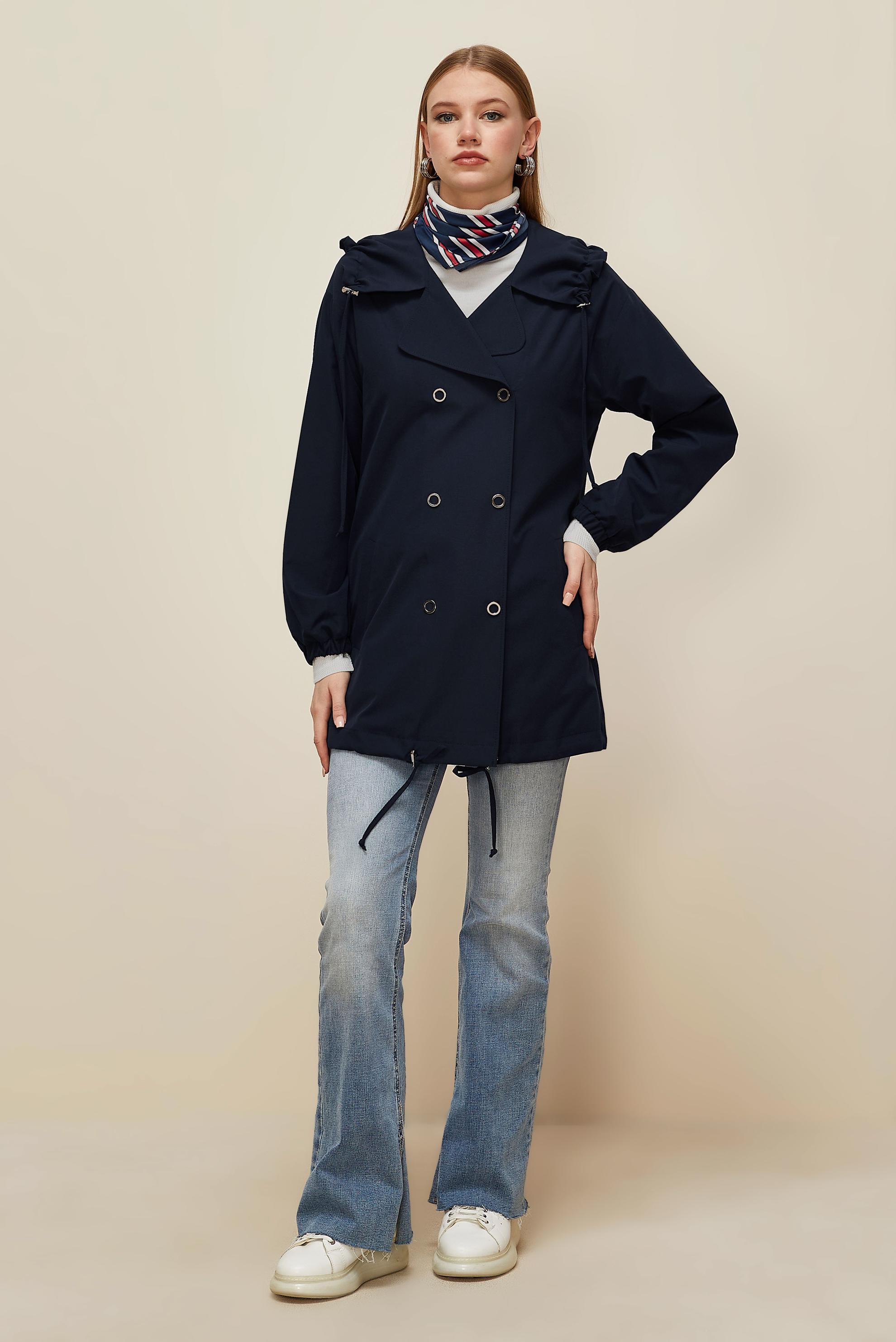 Hijab clothing NAVY BLUE SMOCKED JACKET 45982