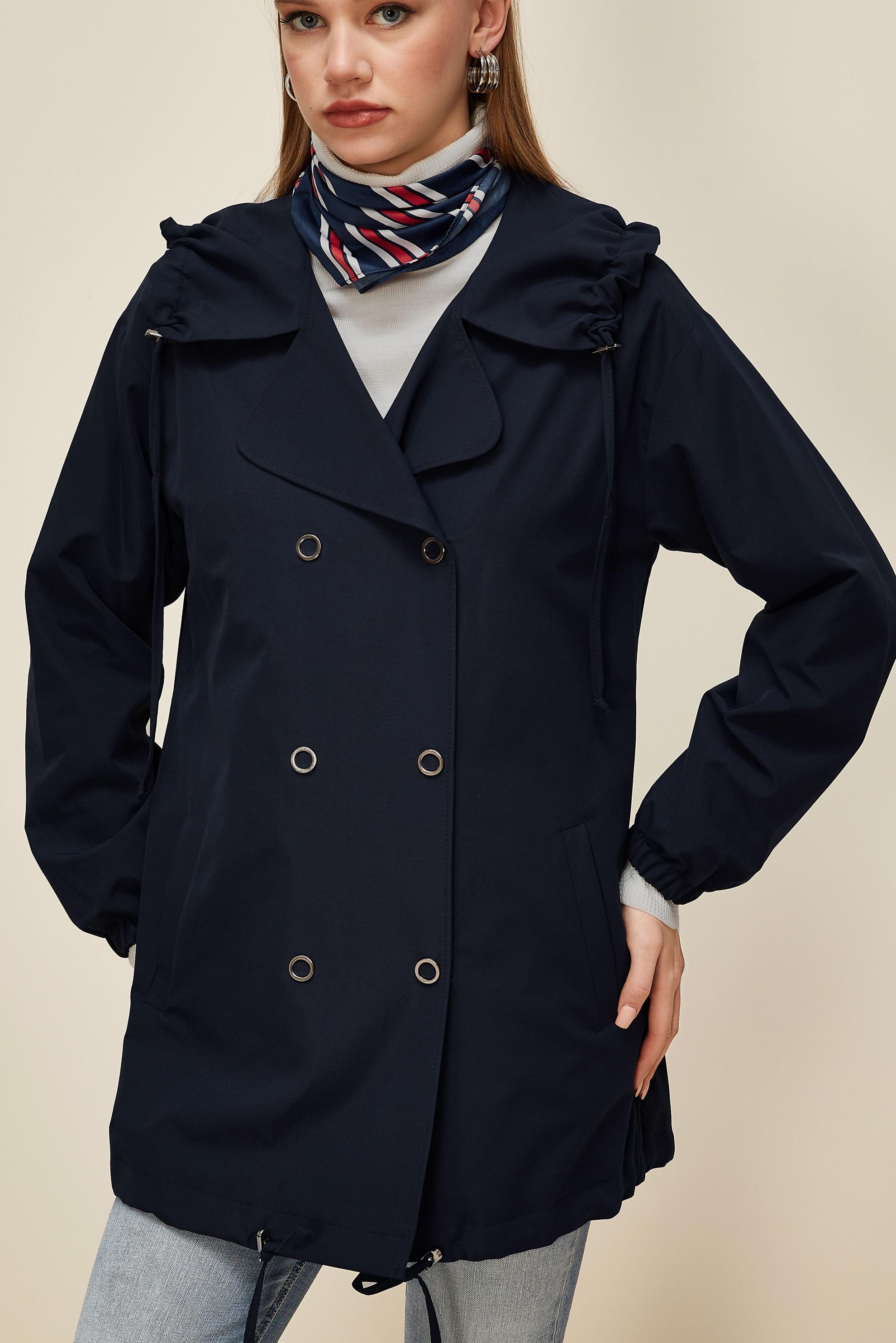 Hijab clothing NAVY BLUE SMOCKED JACKET 45982