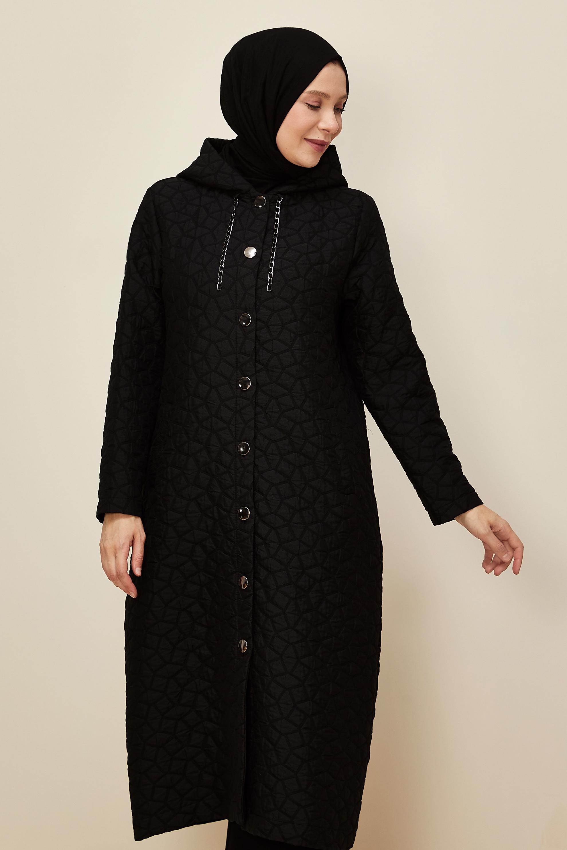 Vêtements hijab NOIR VESTE JACQUARD GRANDE TAILLE 45985
