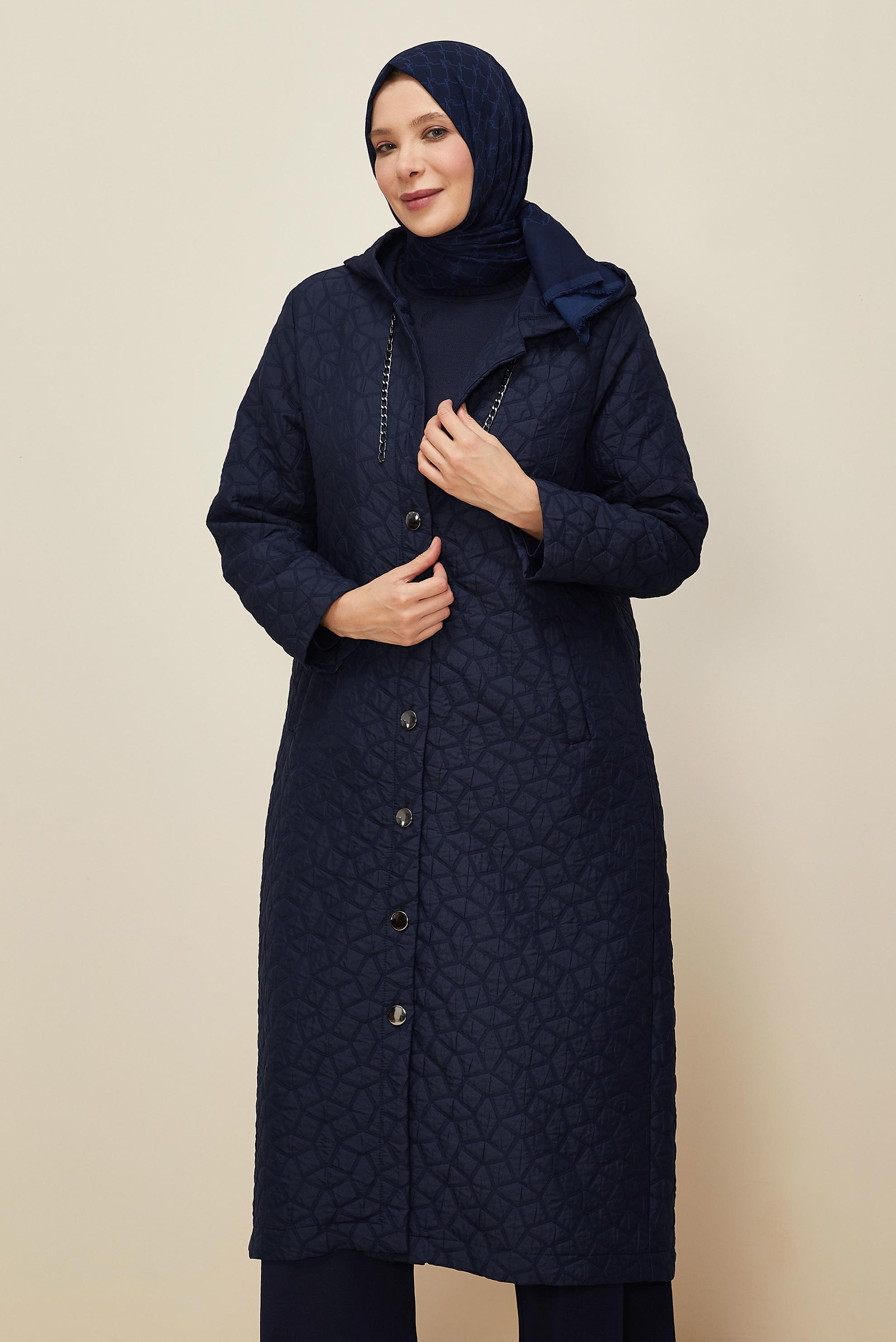 Vêtements hijab BLEU MARINE VESTE JACQUARD GRANDE TAILLE 45985