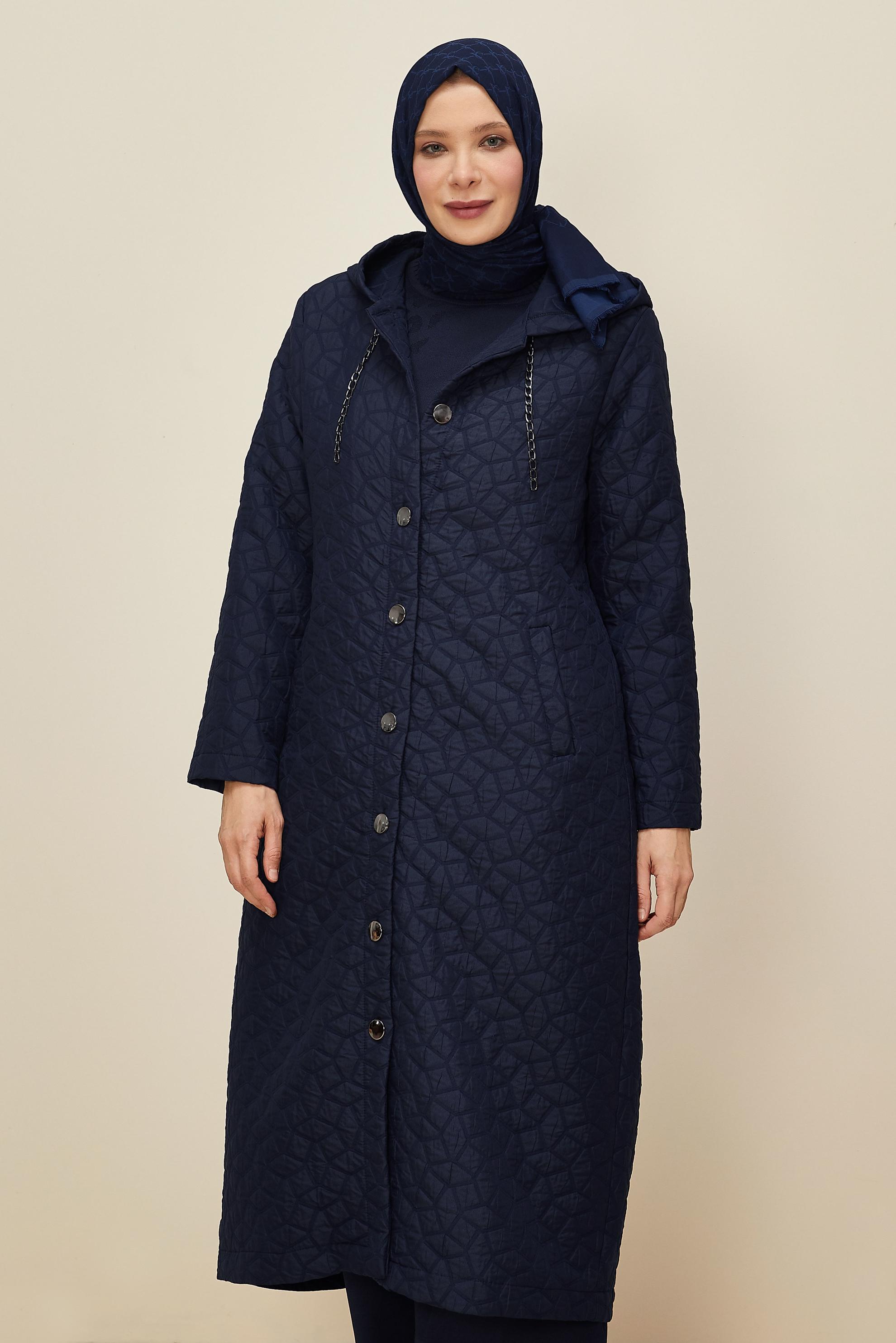 Vêtements hijab BLEU MARINE VESTE JACQUARD GRANDE TAILLE 45985
