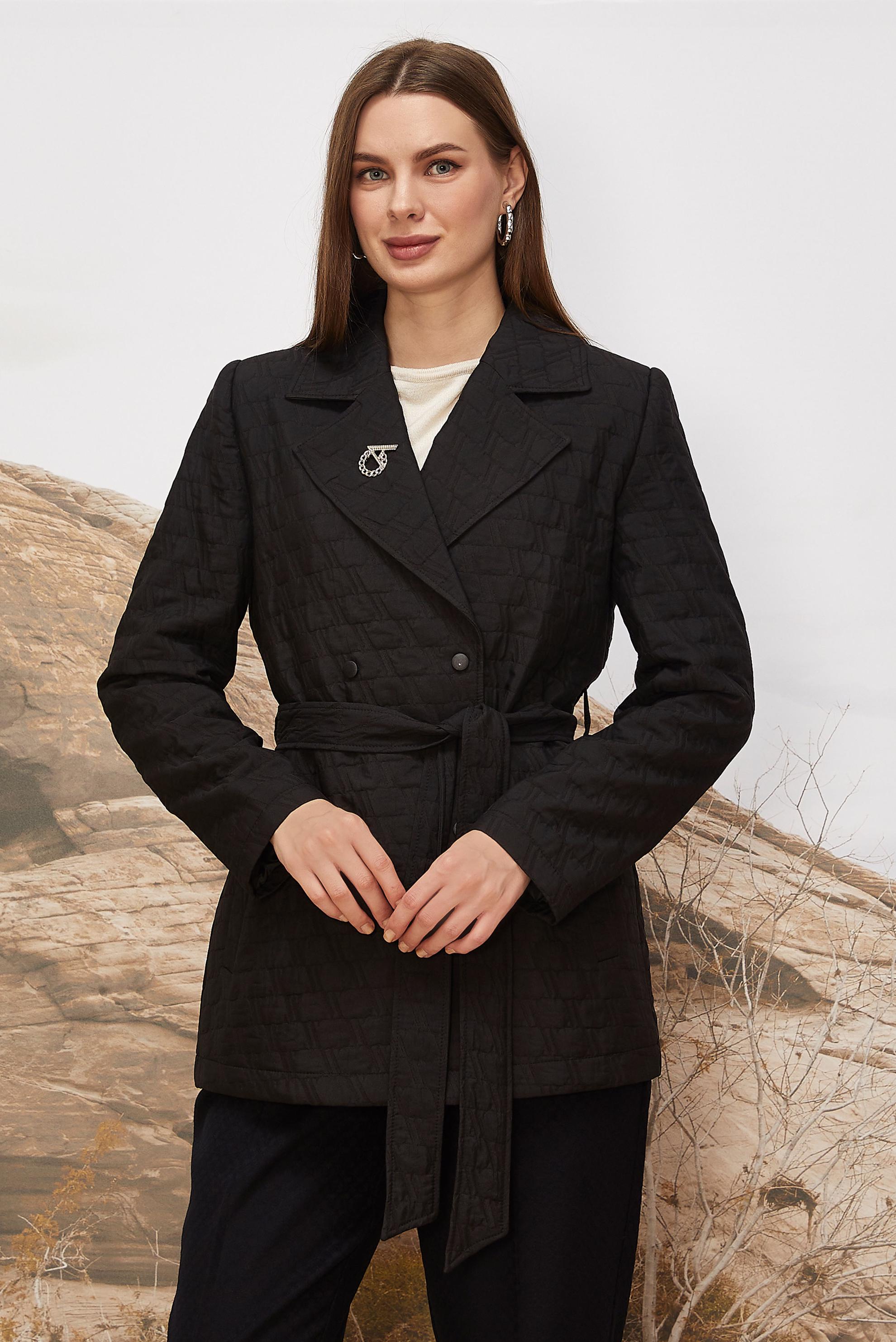 Hijab clothing BLACK BELTED QUILTED JACKET 46000