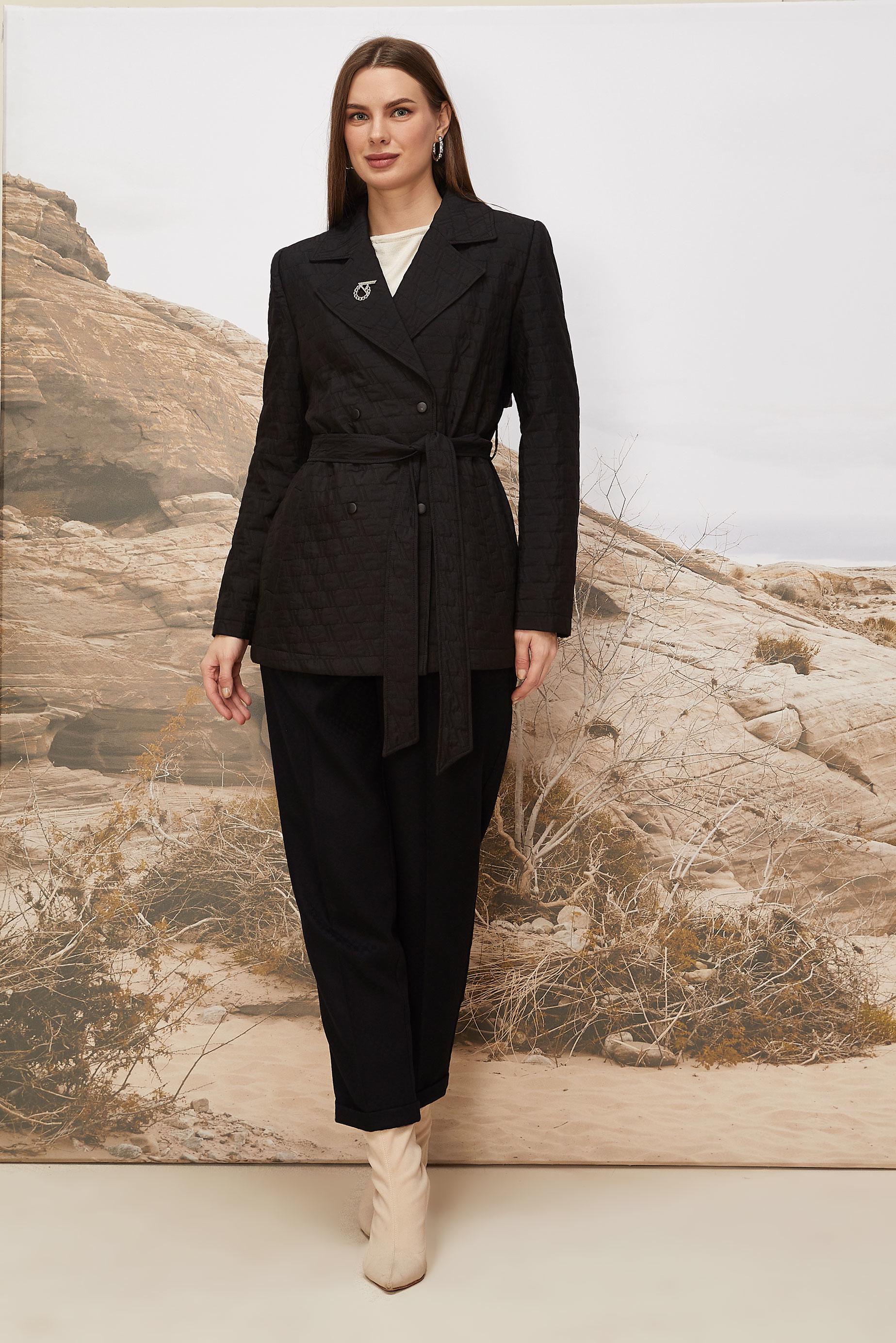 Hijab clothing BLACK BELTED QUILTED JACKET 46000