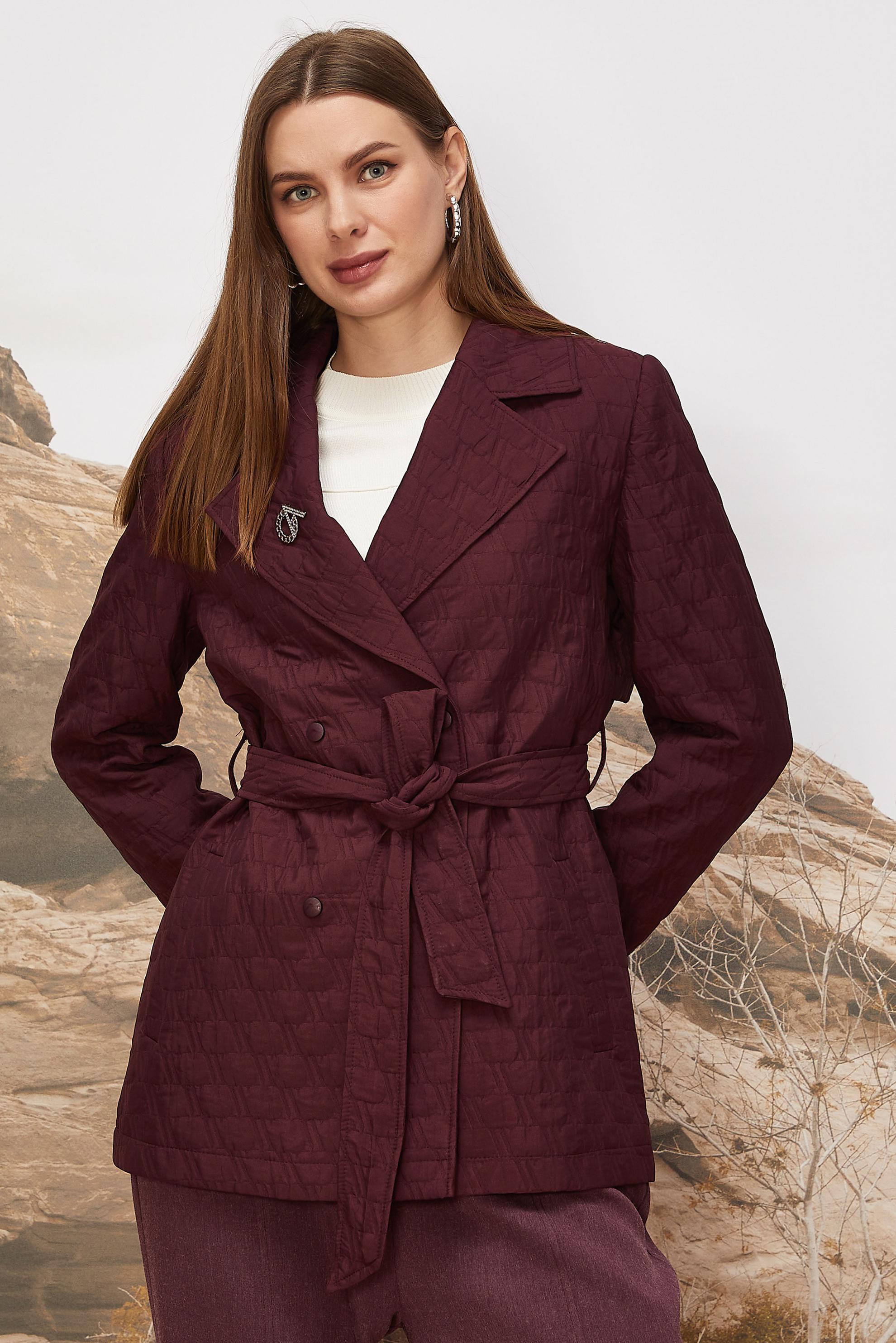 Hijab clothing CLARET RED BELTED QUILTED JACKET 46000