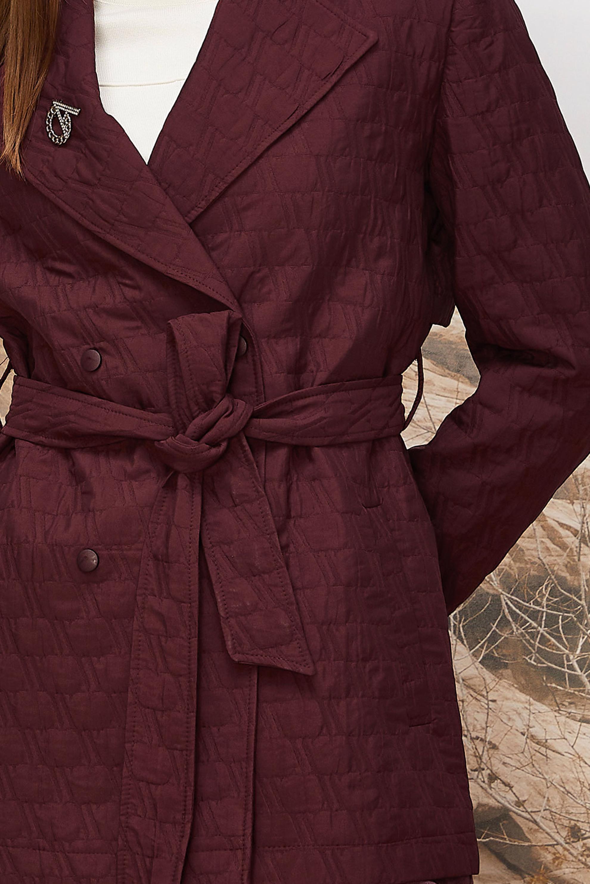 Hijab clothing CLARET RED BELTED QUILTED JACKET 46000