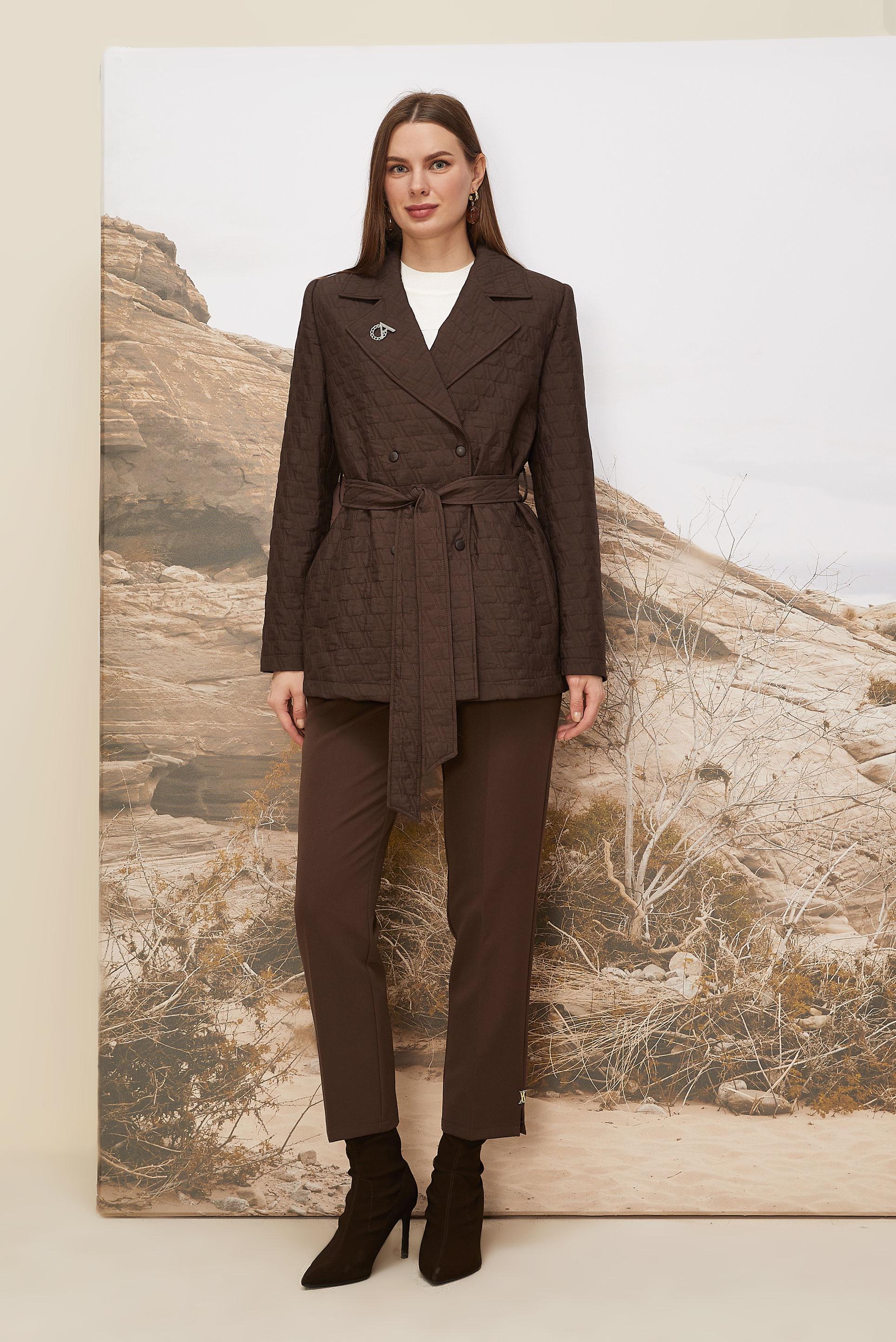 Hijab clothing BROWN BELTED QUILTED JACKET 46000