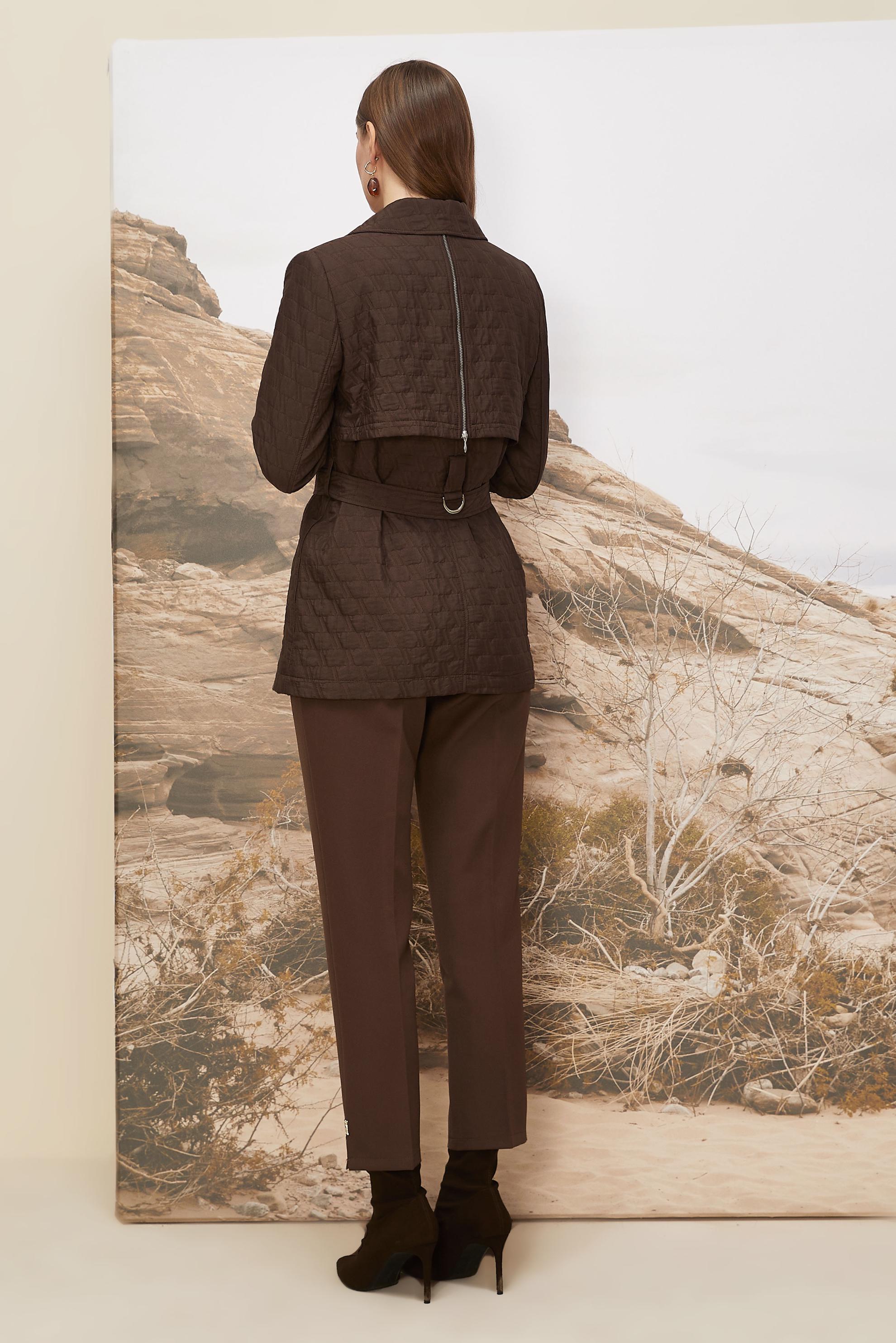 Hijab clothing BROWN BELTED QUILTED JACKET 46000