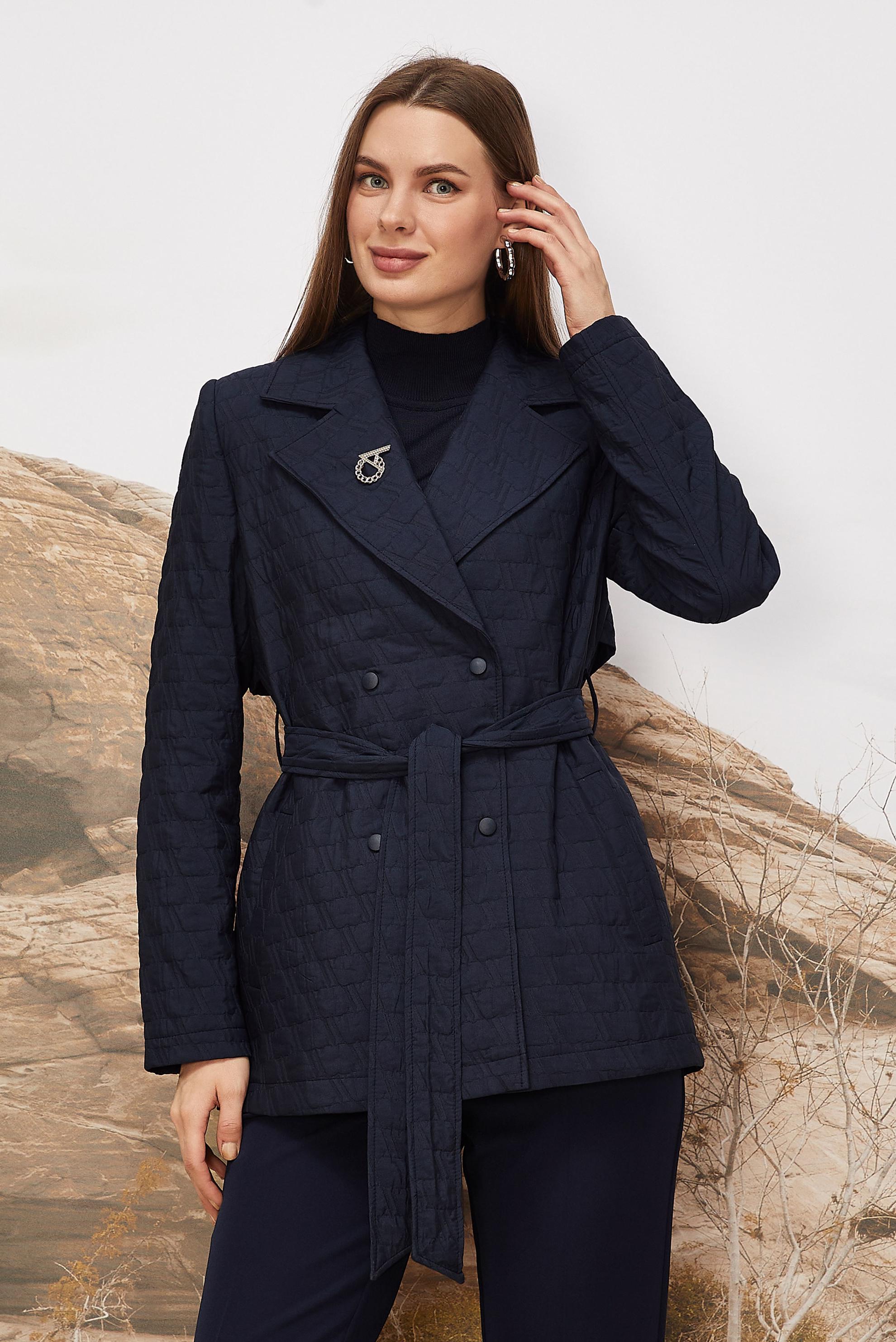 Hijab clothing NAVY BLUE BELTED QUILTED JACKET 46000