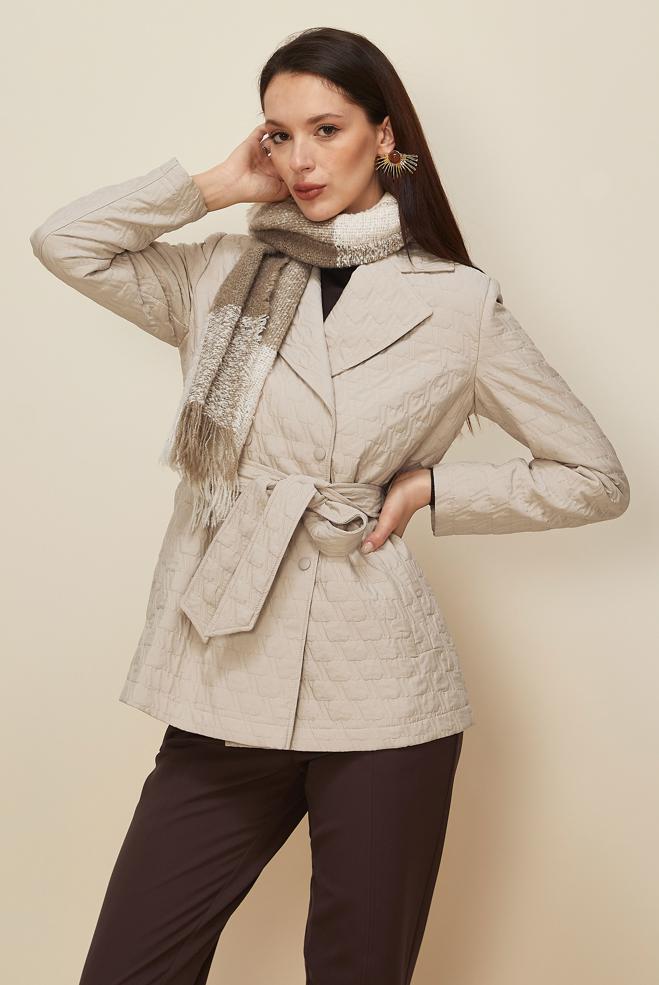 Vêtements hijab BEIGE VESTE MATELASSÉE CEINTURÉE 46000 - ALVİNA