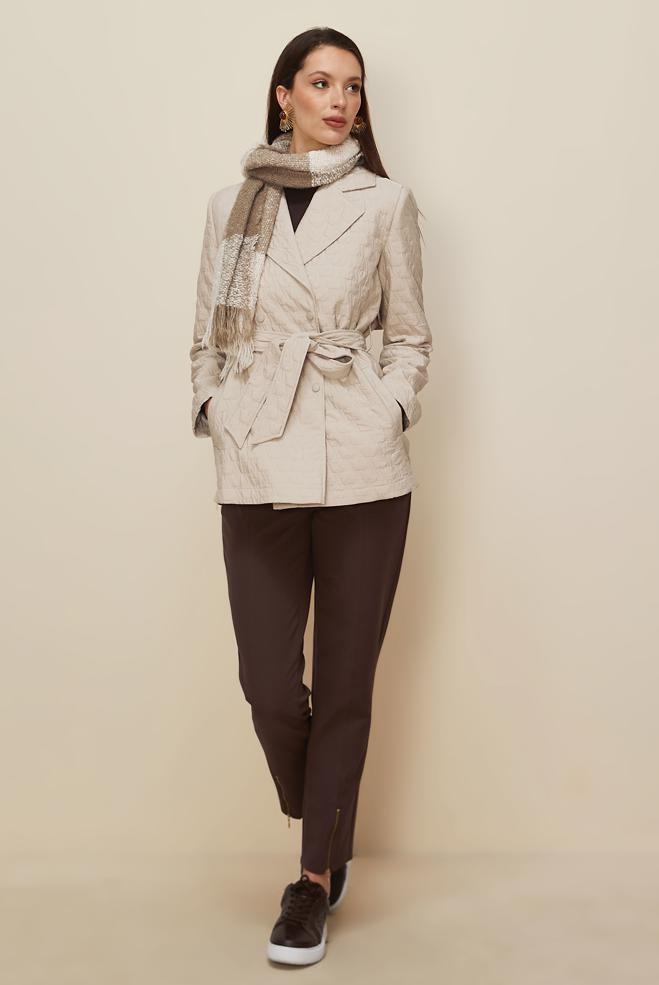 Vêtements hijab BEIGE VESTE MATELASSÉE CEINTURÉE 46000 - ALVİNA