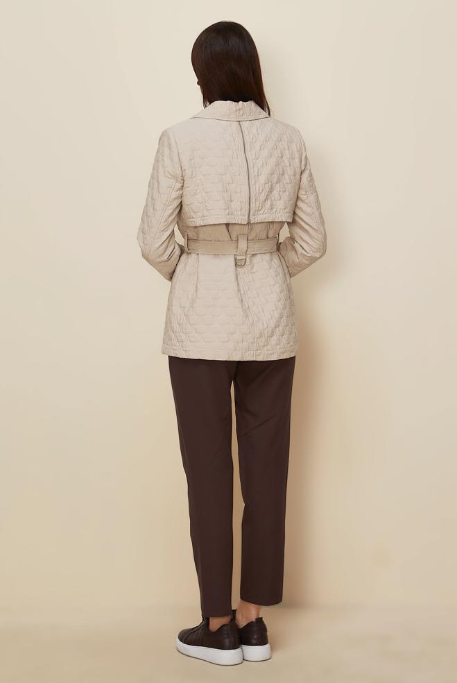 Vêtements hijab BEIGE VESTE MATELASSÉE CEINTURÉE 46000 - ALVİNA