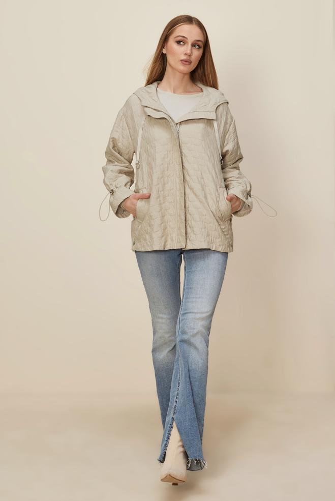 Hijab clothing BEIGE QUILTED JACKET 46005 - ALVİNA