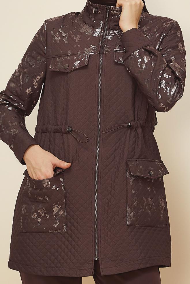 Vêtements hijab BRUN VESTE MATELASSÉE 46009 - ALVİNA