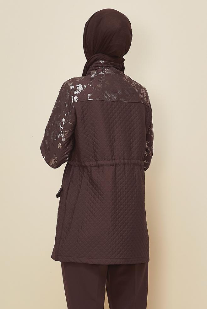 Vêtements hijab BRUN VESTE MATELASSÉE 46009 - ALVİNA